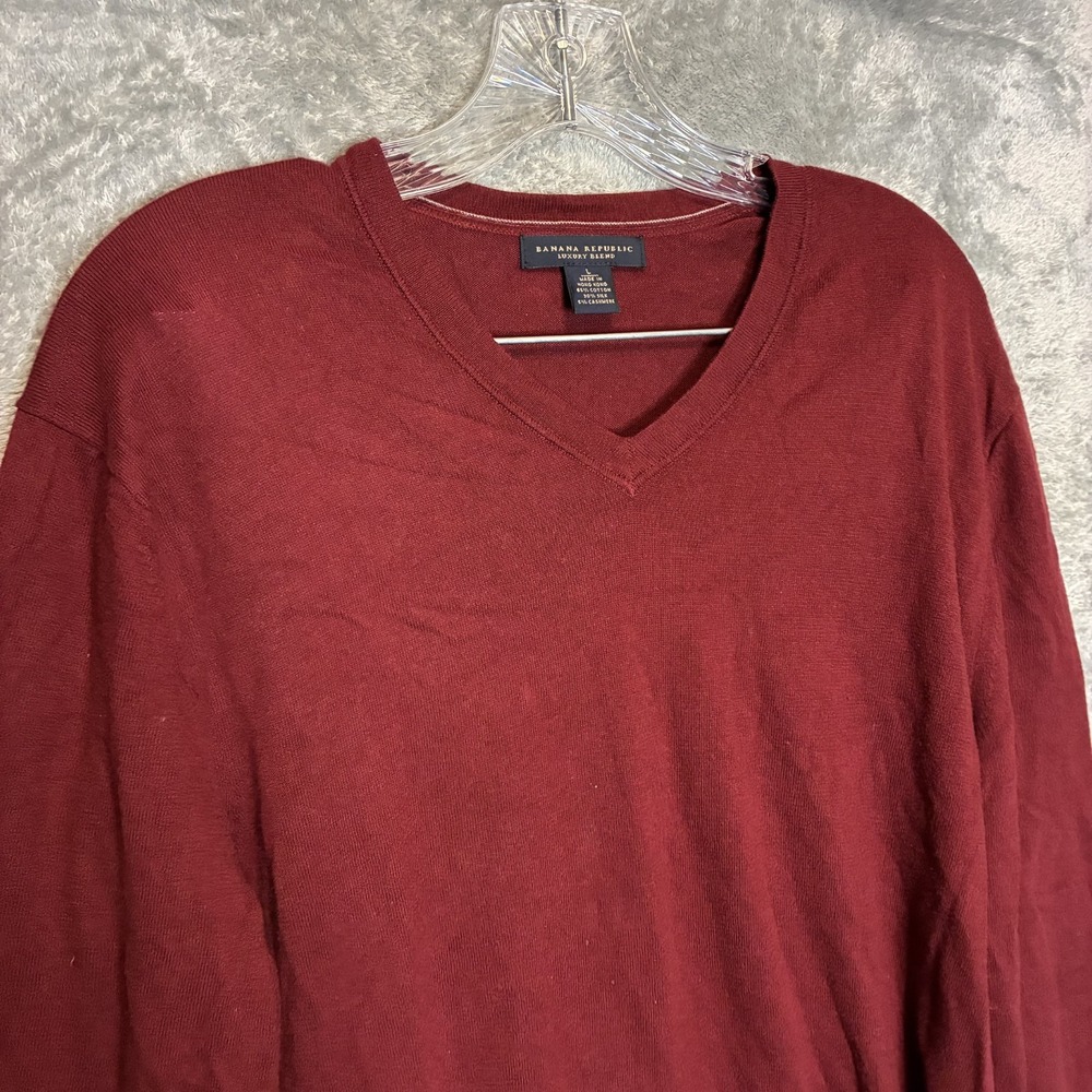 Banana Republic Mens Luxury Blend V Neck Sweater L Old Money Quiet Luxury Red